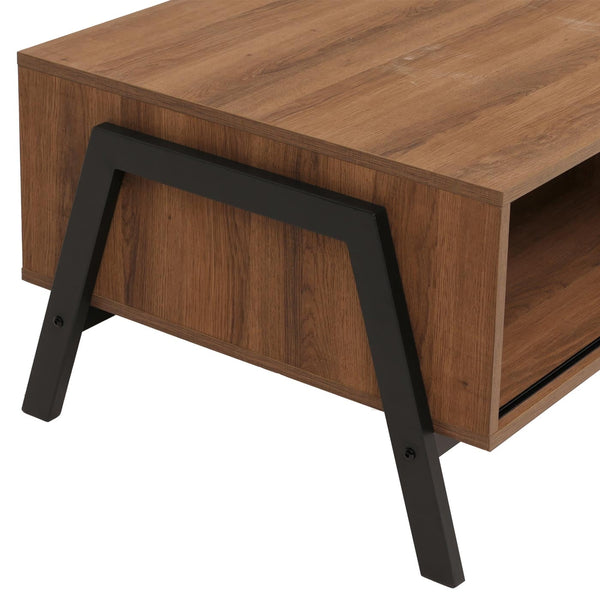 Couchtisch Wohnzimmertisch Sofatisch Staufächer Schiebetür 42x120x60cm natur
