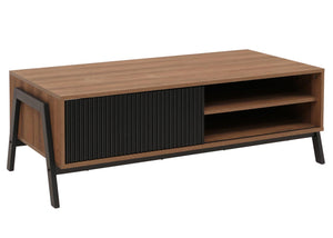 Couchtisch Wohnzimmertisch Sofatisch Staufächer Schiebetür 42x120x60cm natur
