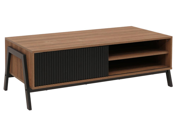 Couchtisch Wohnzimmertisch Sofatisch Staufächer Schiebetür 42x120x60cm natur