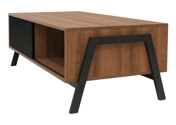 Couchtisch Wohnzimmertisch Sofatisch Staufächer Schiebetür 42x120x60cm natur