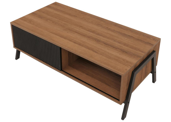 Couchtisch Wohnzimmertisch Sofatisch Staufächer Schiebetür 42x120x60cm natur