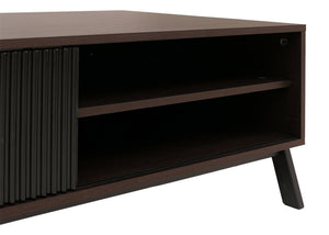 Couchtisch Wohnzimmertisch Sofatisch Staufächer Schiebetür 42x120x60cm Walnuss-Optik