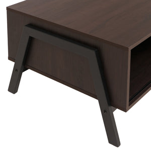Couchtisch Wohnzimmertisch Sofatisch Staufächer Schiebetür 42x120x60cm Walnuss-Optik