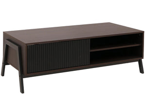 Couchtisch Wohnzimmertisch Sofatisch Staufächer Schiebetür 42x120x60cm Walnuss-Optik