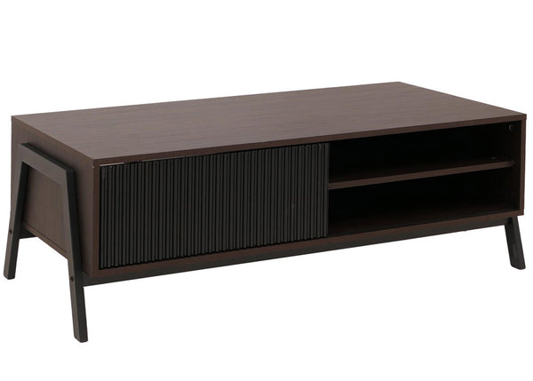 Couchtisch Wohnzimmertisch Sofatisch Staufächer Schiebetür 42x120x60cm Walnuss-Optik