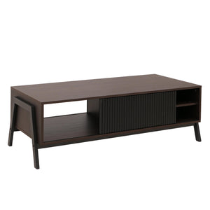 Couchtisch Wohnzimmertisch Sofatisch Staufächer Schiebetür 42x120x60cm Walnuss-Optik