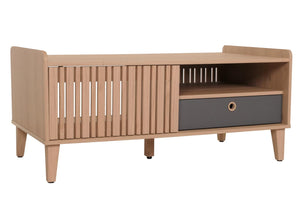 Couchtisch Wohnzimmertisch Sofatisch 52x114x59cm beige Schublade grau