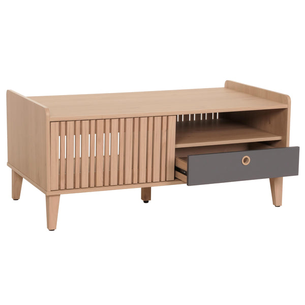 Couchtisch Wohnzimmertisch Sofatisch 52x114x59cm beige Schublade grau