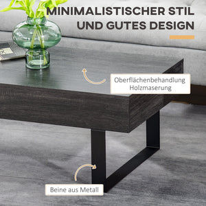 Couchtisch modern mit Schublade und Metallrahmen dunkelgrau