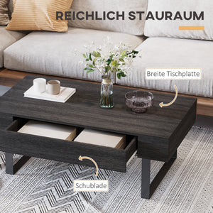 Couchtisch modern mit Schublade und Metallrahmen dunkelgrau