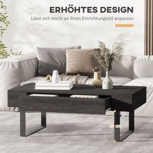 Couchtisch modern mit Schublade und Metallrahmen dunkelgrau