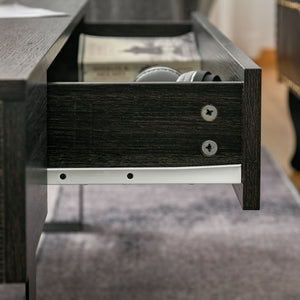 Couchtisch modern mit Schublade und Metallrahmen dunkelgrau