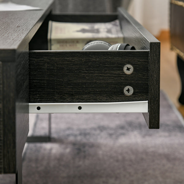 Couchtisch modern mit Schublade und Metallrahmen dunkelgrau