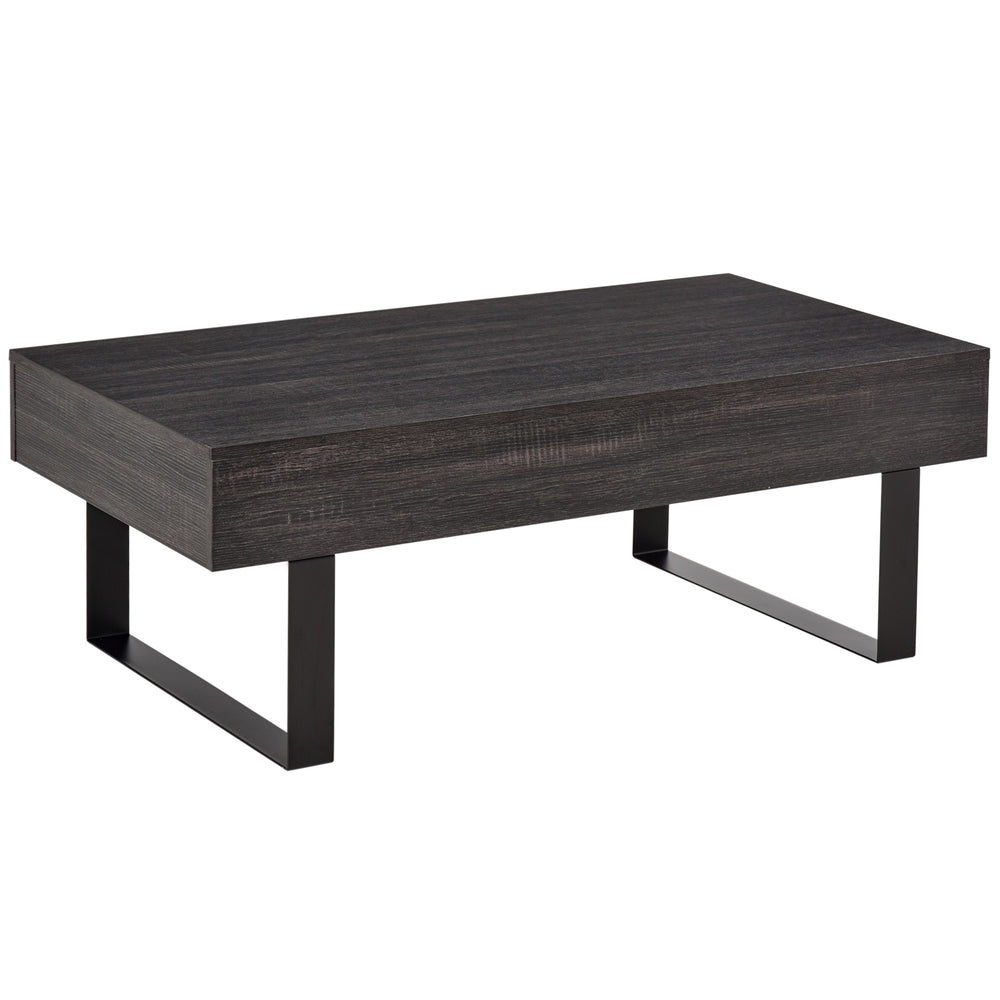 Couchtisch modern mit Schublade und Metallrahmen dunkelgrau