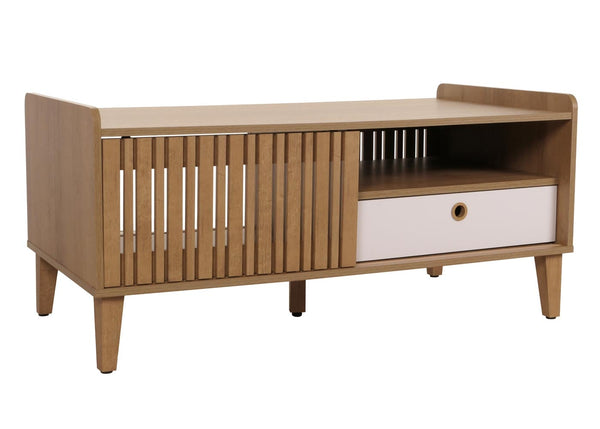 Couchtisch Wohnzimmertisch Sofatisch 52x114x59cm natur Schublade weiss