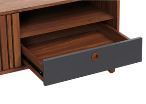 Couchtisch Wohnzimmertisch Sofatisch 52x114x59cm Walnuss-Optik Schublade dunkelgrau