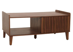 Couchtisch Wohnzimmertisch Sofatisch 52x114x59cm Walnuss-Optik Schublade dunkelgrau