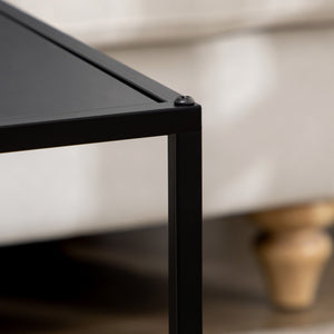 Coffee table set of 2, modern design, steel frame, black