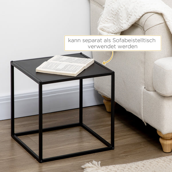 Coffee table set of 2, modern design, steel frame, black