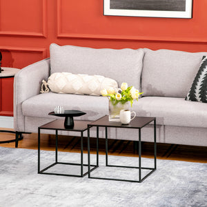 Coffee table set of 2, modern design, steel frame, black