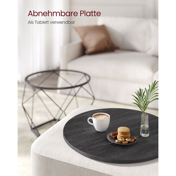 Couchtisch Set Beistelltisch abnehmbare Tischplatte Stahl Schwarz