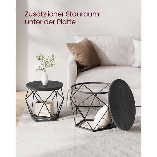 Couchtisch Set Beistelltisch abnehmbare Tischplatte Stahl Schwarz