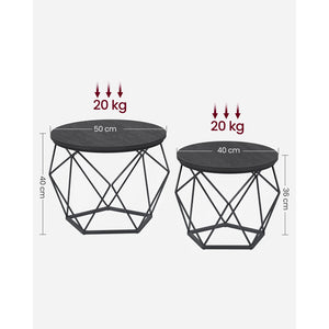 Couchtisch Set Beistelltisch abnehmbare Tischplatte Stahl Schwarz
