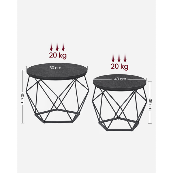 Couchtisch Set Beistelltisch abnehmbare Tischplatte Stahl Schwarz