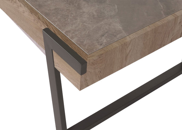 Couchtisch Sofatisch Wohnzimmertisch Eisen Sinterstein 43x120x64cm grau grau-braun