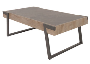 Couchtisch Sofatisch Wohnzimmertisch Eisen Sinterstein 43x120x64cm grau grau-braun