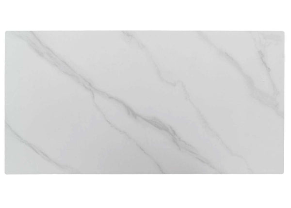 Couchtisch Wohnzimmertisch Eisen Sinterstein Marmor-Optik 43x120x60cm weiss natur