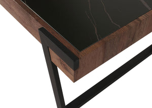 Couchtisch Sofatisch Wohnzimmertisch Eisen Sinterstein 43x120x64cm schwarz dunkelbraun