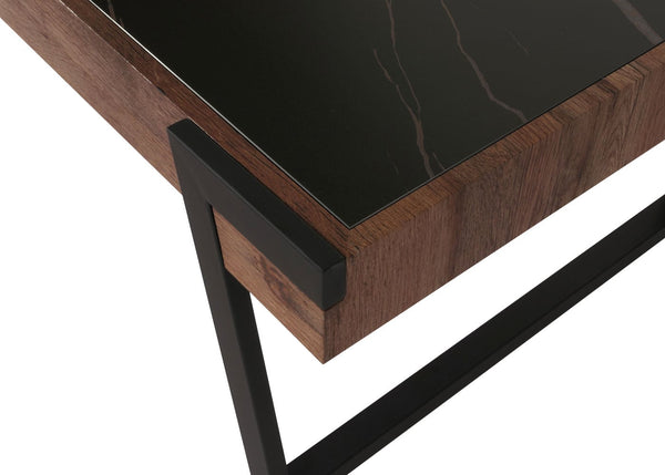 Couchtisch Sofatisch Wohnzimmertisch Eisen Sinterstein 43x120x64cm schwarz dunkelbraun