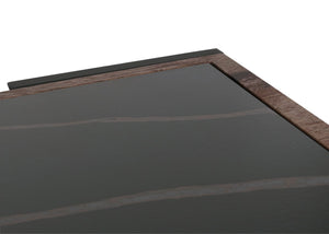 Couchtisch Sofatisch Wohnzimmertisch Eisen Sinterstein 43x120x64cm schwarz dunkelbraun