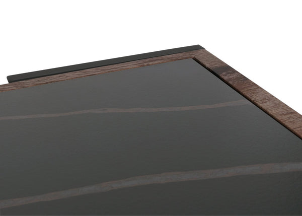 Couchtisch Sofatisch Wohnzimmertisch Eisen Sinterstein 43x120x64cm schwarz dunkelbraun