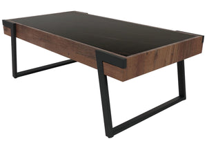 Couchtisch Sofatisch Wohnzimmertisch Eisen Sinterstein 43x120x64cm schwarz dunkelbraun