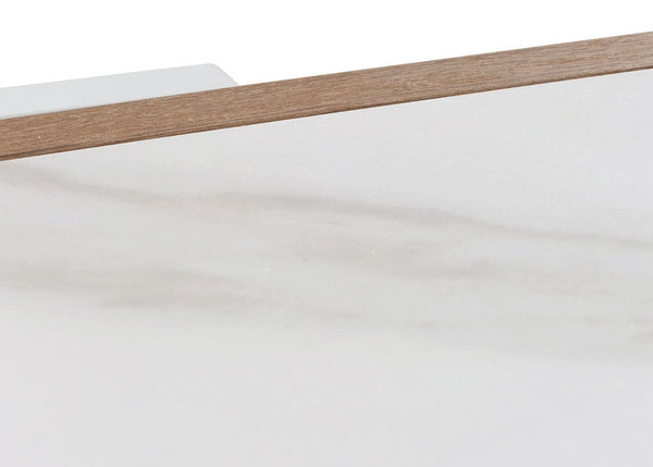 Couchtisch Sofatisch Wohnzimmertisch Eisen Sinterstein 43x120x64cm weiss natur