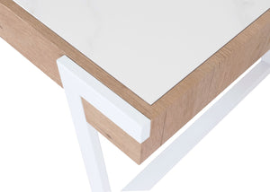 Couchtisch Sofatisch Wohnzimmertisch Eisen Sinterstein 43x120x64cm weiss natur