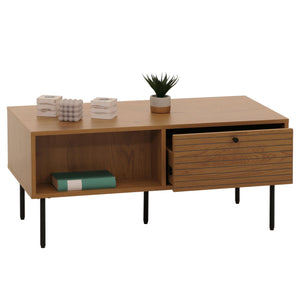 Couchtisch Wohnzimmertisch Sofatisch skandinavisch Metall Holz 45x100x50cm natur