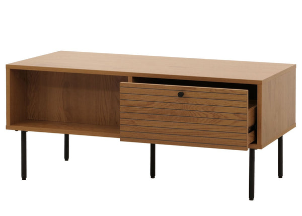 Couchtisch Wohnzimmertisch Sofatisch skandinavisch Metall Holz 45x100x50cm natur