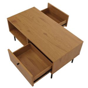 Couchtisch Wohnzimmertisch Sofatisch skandinavisch Metall Holz 45x100x50cm natur