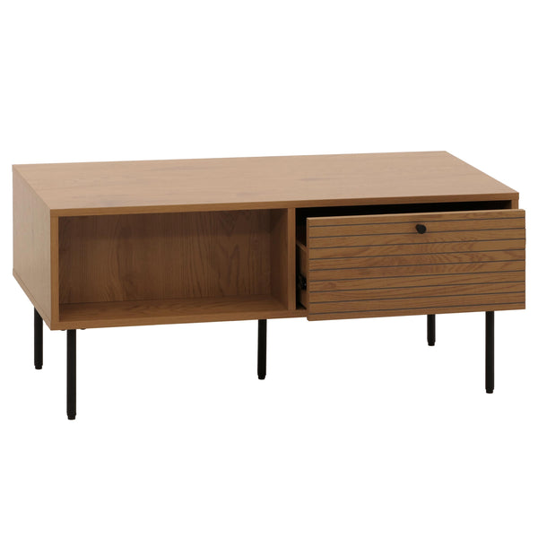Couchtisch Wohnzimmertisch Sofatisch skandinavisch Metall Holz 45x100x50cm natur