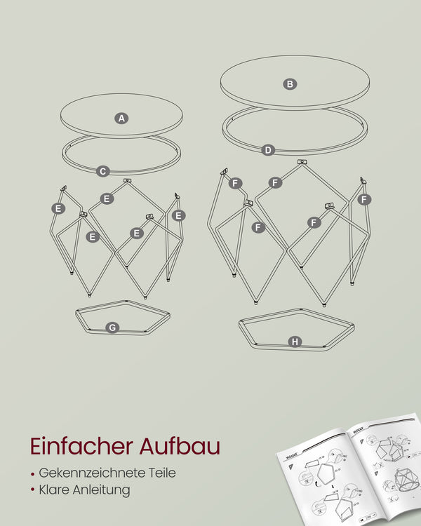 Couchtisch Tischset 2er Set Rund