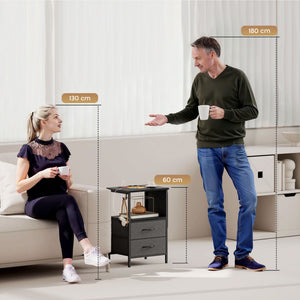 Couchtisch mit USB Ladestation und Schublade schwarz
