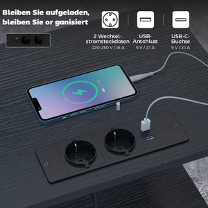 Couchtisch mit USB Ladestation und Schublade schwarz