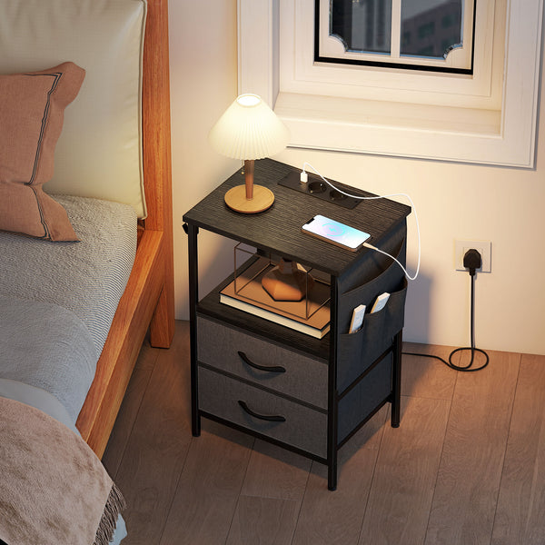 Couchtisch mit USB Ladestation und Schublade schwarz