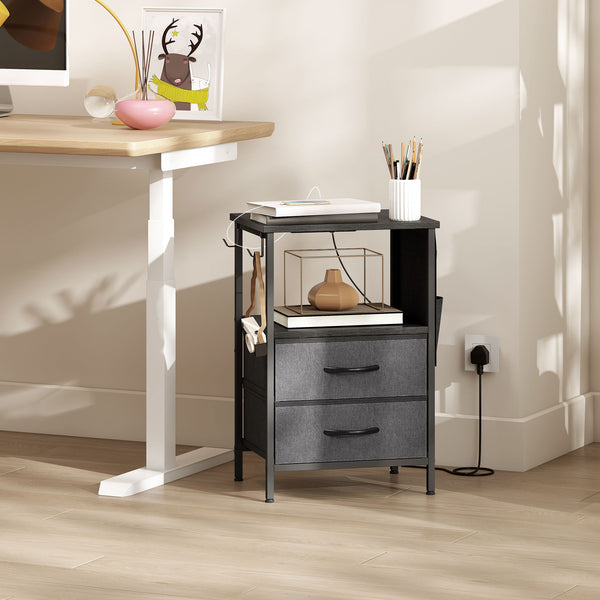 Couchtisch mit USB Ladestation und Schublade schwarz