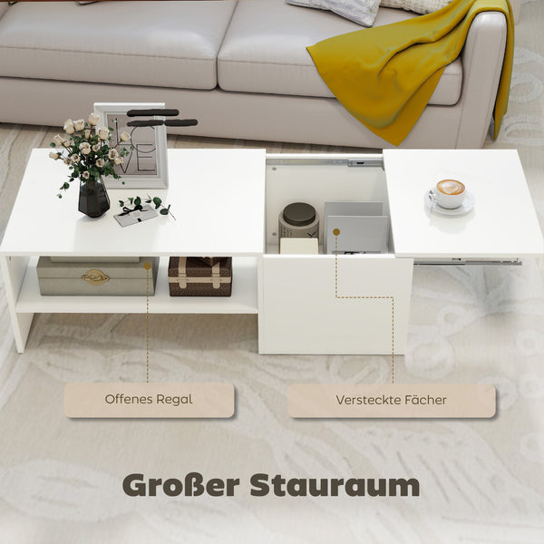 Couchtisch verstellbar modern für Wohnzimmer weiss