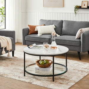 Couchtisch Wohnzimmertisch Moderner Stil Marmor Glas Weiss