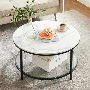 Couchtisch Wohnzimmertisch Moderner Stil Marmor Glas Weiss